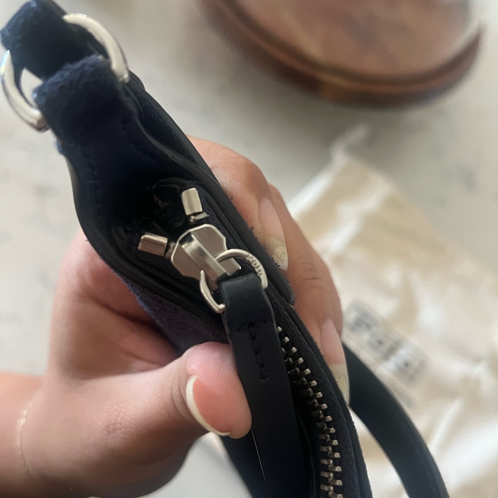 Polo by Ralph Lauren Navy Shoulder Bag silver hardware blue suede mini polo id - Picture 5 of 8